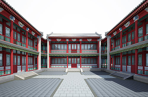 椒江北京四合院设计古建筑鸟瞰图展示