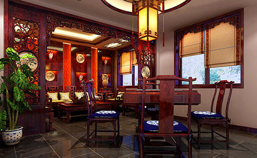 椒江古典中式风格茶楼包间设计装修效果图